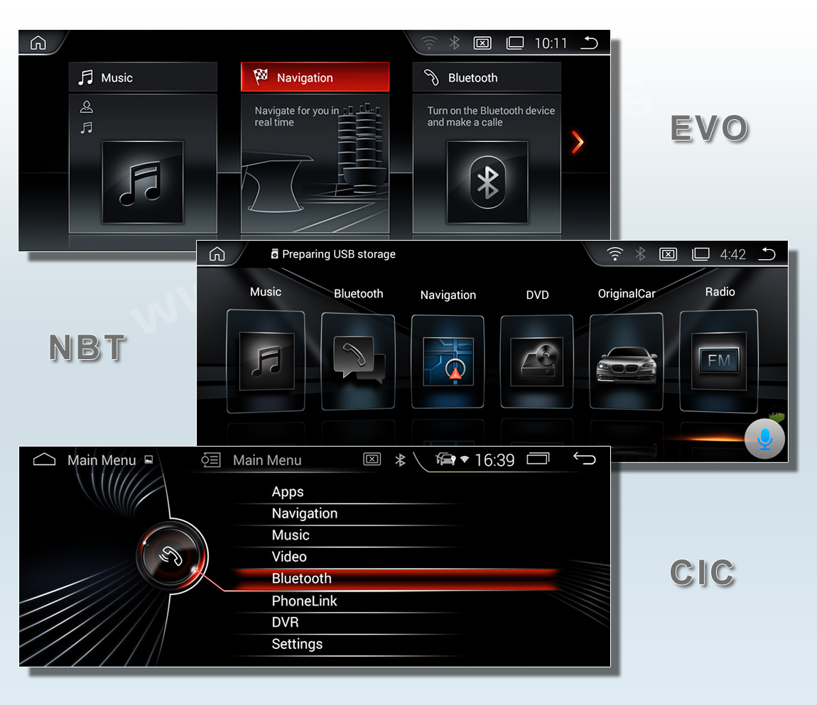 Изберете между EVO/NBT/CIC интерфейс за BMW